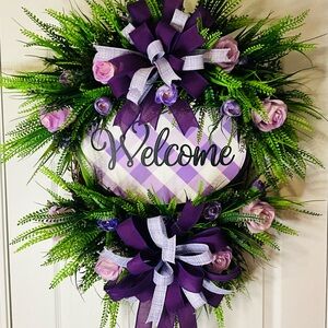 Purple and Green Welcome Wreath